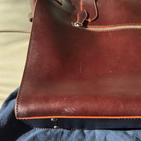 Dooney & Bourke Alto Large Tassel Bag Brown Italian Leather Vintage (Large Tote) - Picture 6 of 16